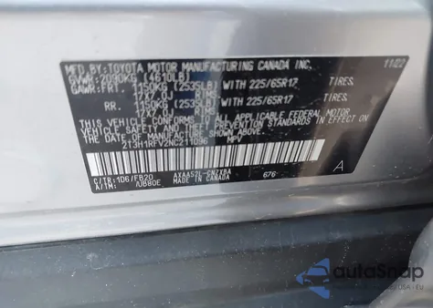 2022 Toyota Rav4 Le z USA, uszkodzony, nr VIN 2T3H1RFV2NC211096